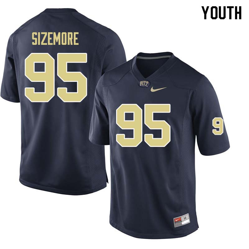 Youth #95 Greg Sizemore Pittsburgh Panthers College Football Jerseys Sale-Navy